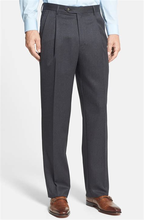 Wool gabardine pant in dark grey 